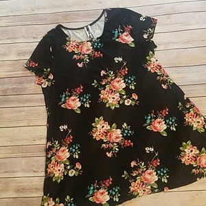 Black Floral Swing With Pockets